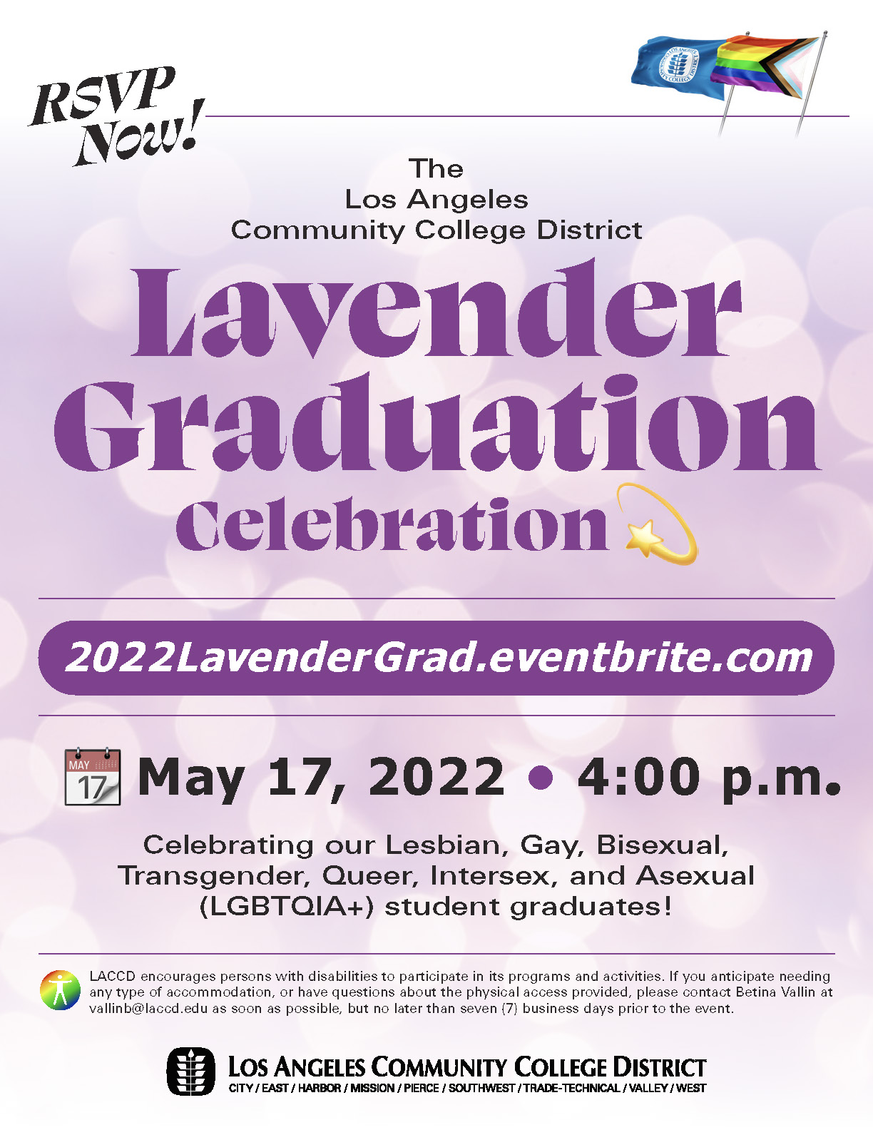 LACCD 2022 Lavender Graduation flyer